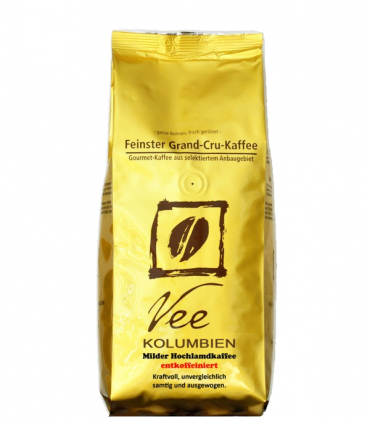 Vee's Kolumbie Mellow Mountain zrnková káva bez kofeinu 250g